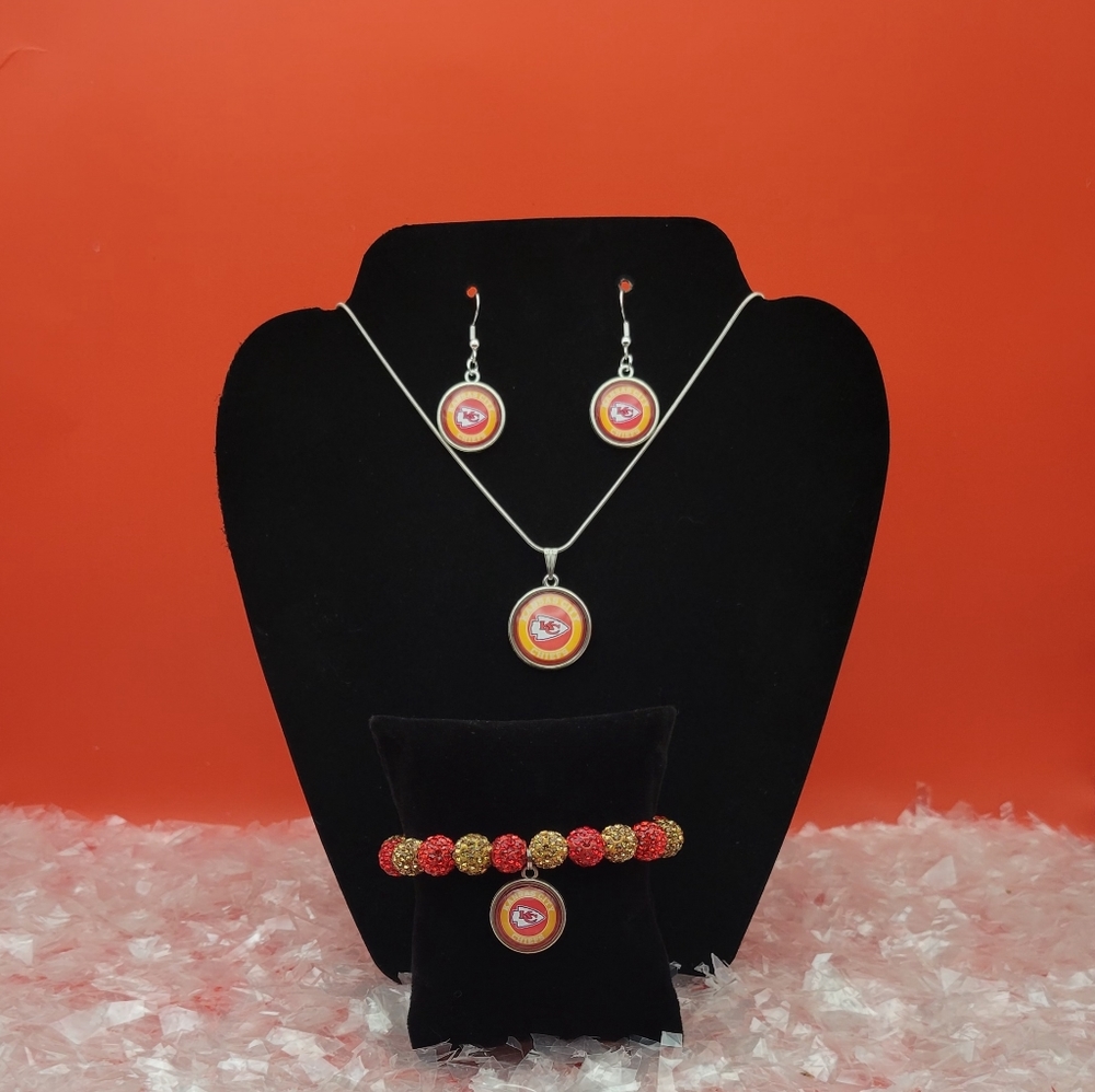 🏈BEAUTIFUL🏈 KANSAS CITY CHIEFS JEWELRY SET #1